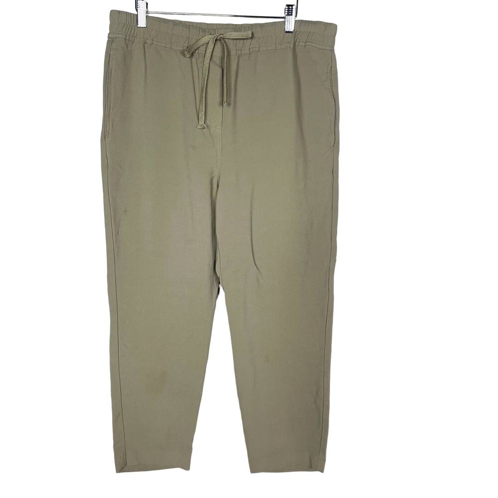 Reiss US 12 Green Sage Fern Pull On Trousers Pant Tapered Fit Wool Blend Pockets